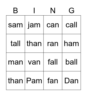 Glued Sounds Bingo Card