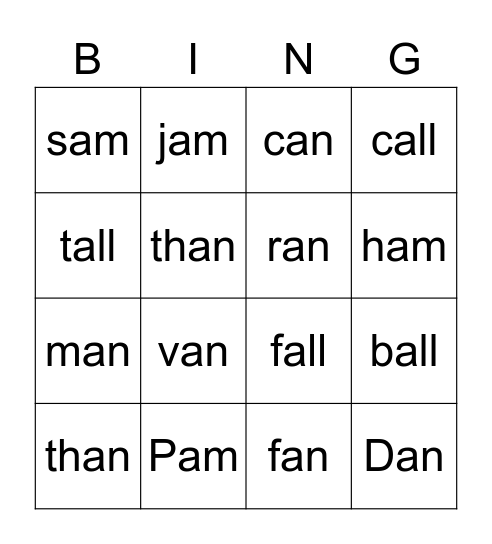 Glued Sounds Bingo Card