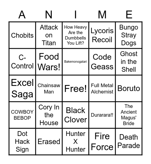 Card 1 Bingo Card