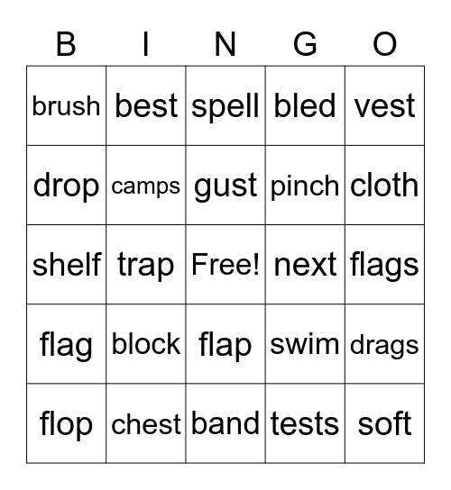 Blends Bingo Card