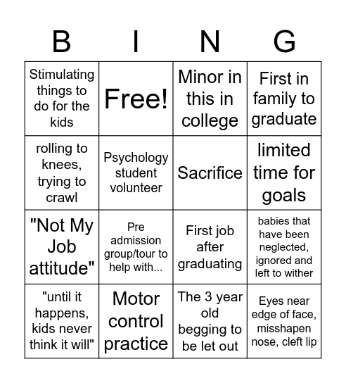 Playlady bingo Card