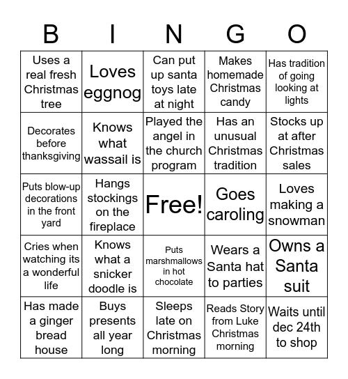 Christmas Bingo Card