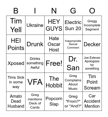 On Cinema 2023 Oscar Special Bingo Card