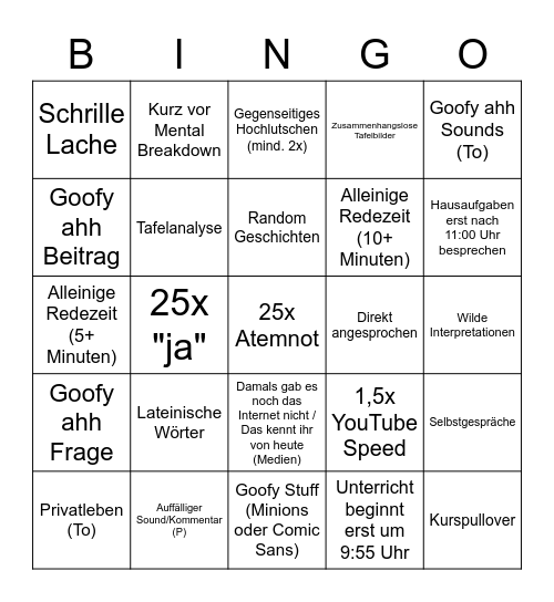 Deutsch-GK Bingo! Bingo Card