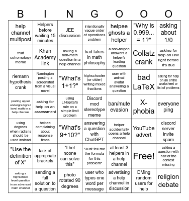 Mathcord Bingo Card