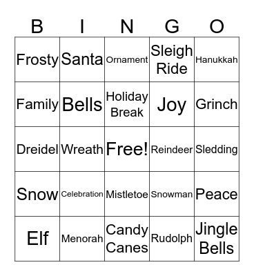 Holiday Bingo Card