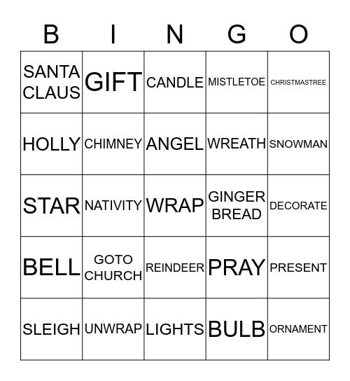 CHRISTMAS Bingo Card