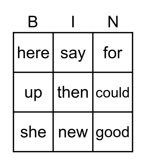 Sight word 3 Bingo Card