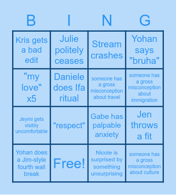 TOW S4E6 Bingo Card