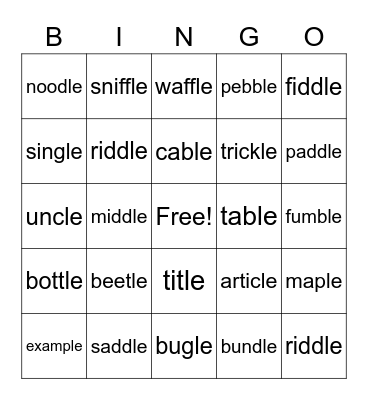 C-le BINGO Card