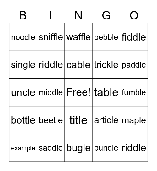 C-le BINGO Card