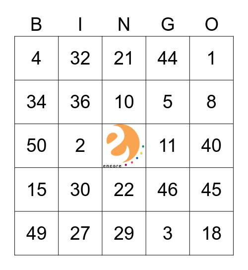 Encore Bingo Card