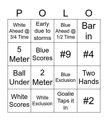 Monday Night 'POLO' Bingo Card