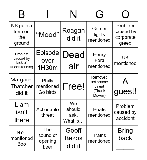 Well There’s Your Problem Bingo Card
