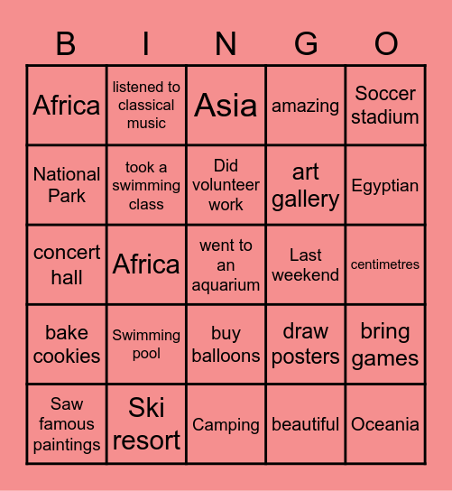 BINGO Card