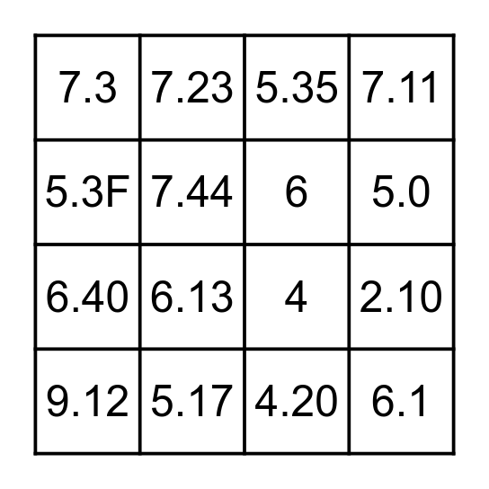 iNOA Color Code Lotto Bingo Card