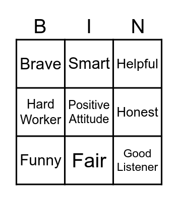 Strengths Bingo Card