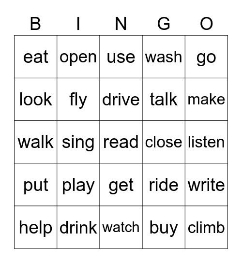 1. 2  flash card Bingo Card