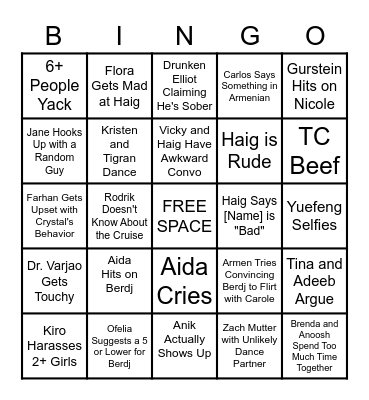 USC DDS Cruise 2023 Bingo Card