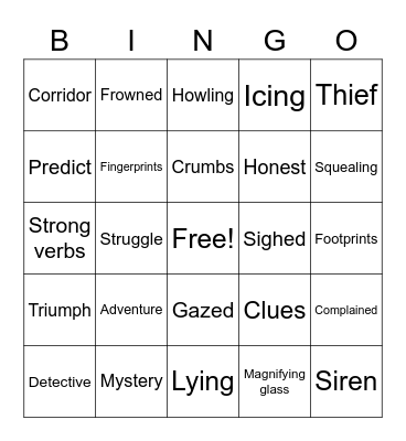 U7 Vocabulary Bingo Card