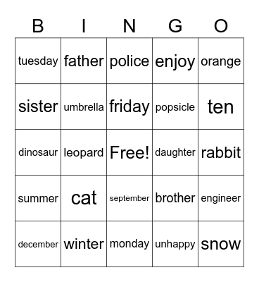 Untitled Bingo Card