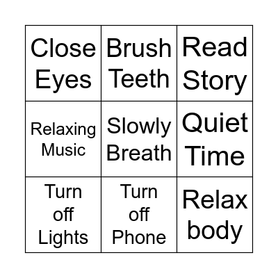 Sleeping Bingo Card