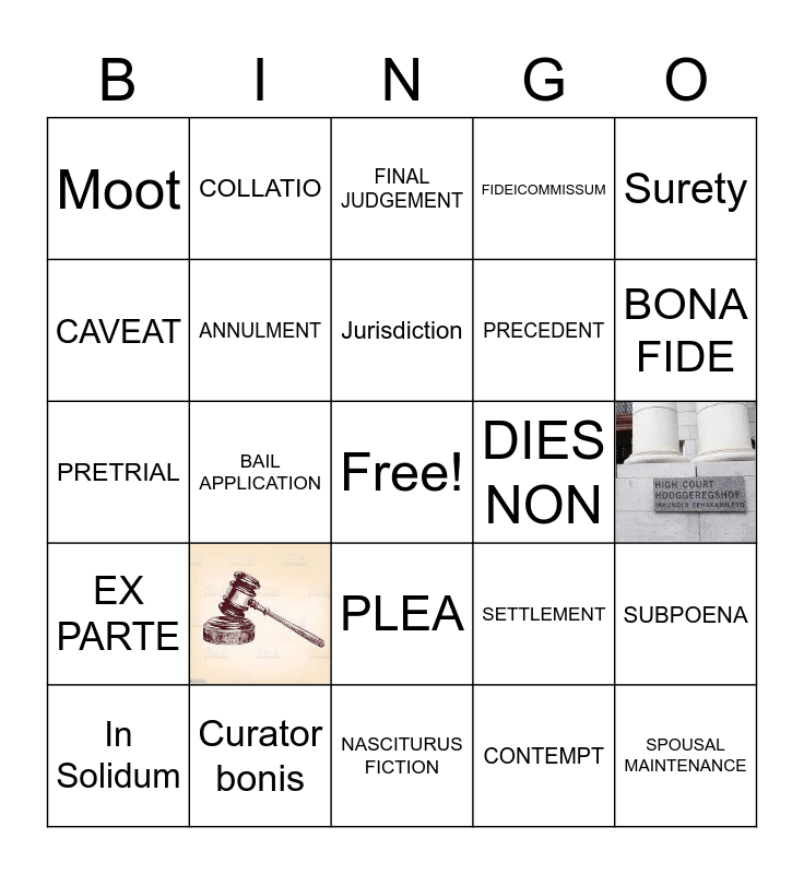 Law Bingo Card