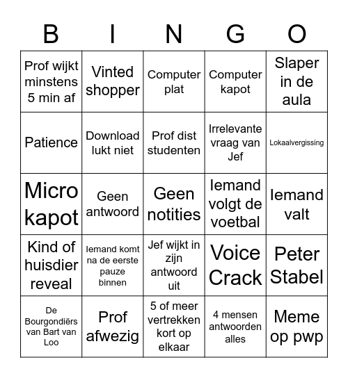 Aula Bingo Card