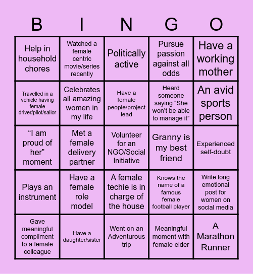 CN Industry | Women's Day Bingo Card