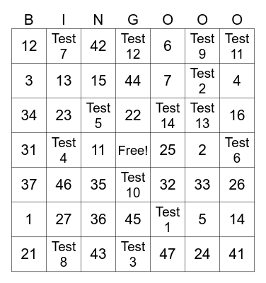 Pies in the 60's ! Bingo Card