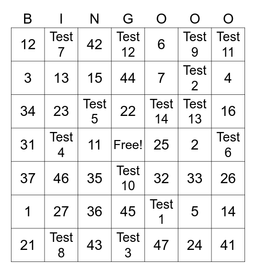 Pies in the 60's ! Bingo Card