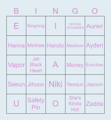 Emma's Bingo Card