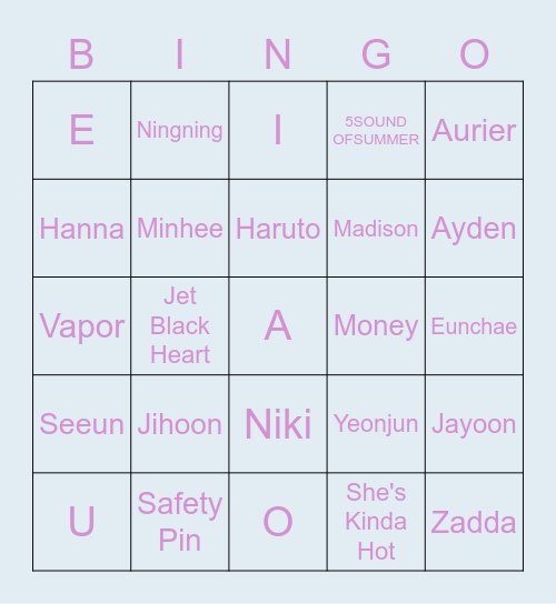 Emma's Bingo Card