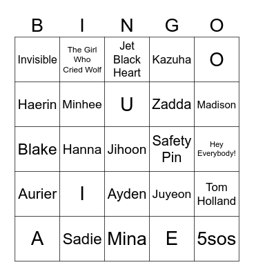 By Taylor. 💗 Bingo Card