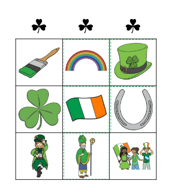 St Patrick's Bingo Card