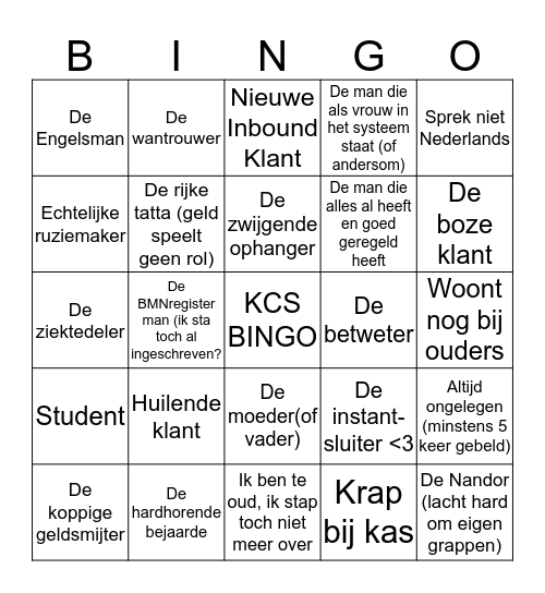 KCS Bingo Card