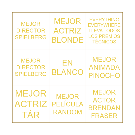 LOS 95° OSCARS SEGÚN YO Bingo Card