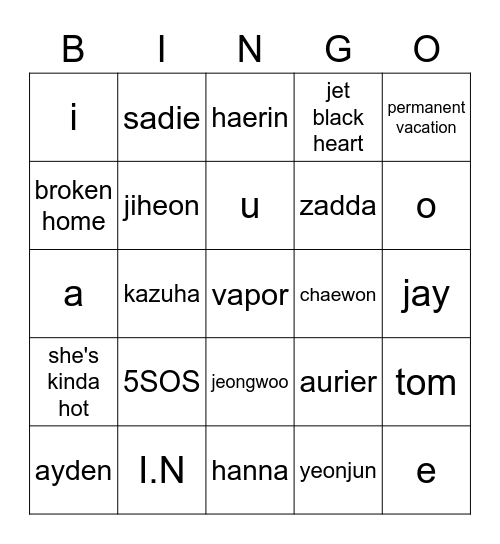 Untitled Bingo Card