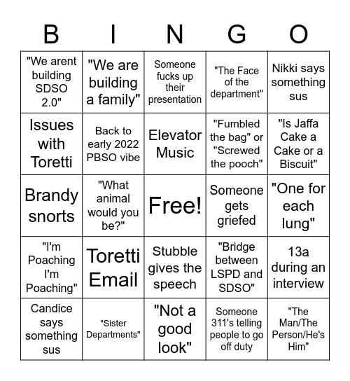 PBSO Bingo Card