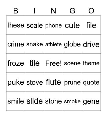 VCe Review Bingo Card