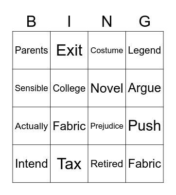 Untitled Bingo Card