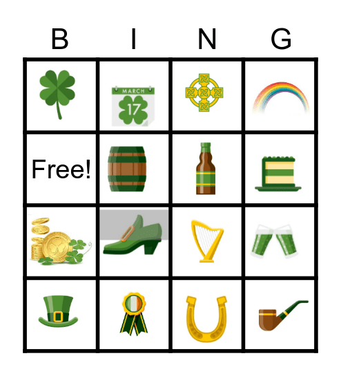 QI Dept. St. Patrick's Bingo Card