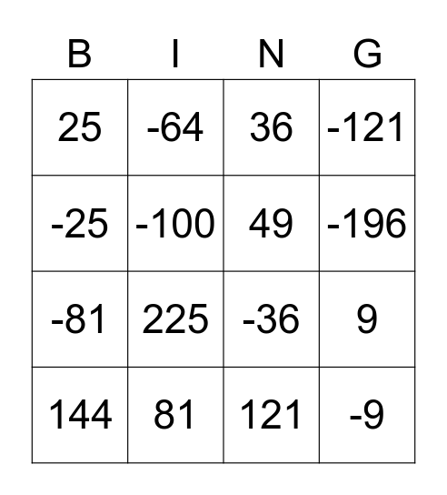 Kwadrateren Bingo Card
