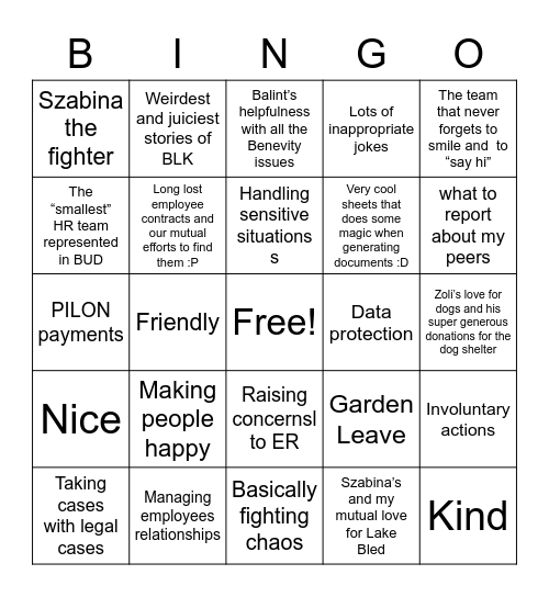 ER Bingo Card