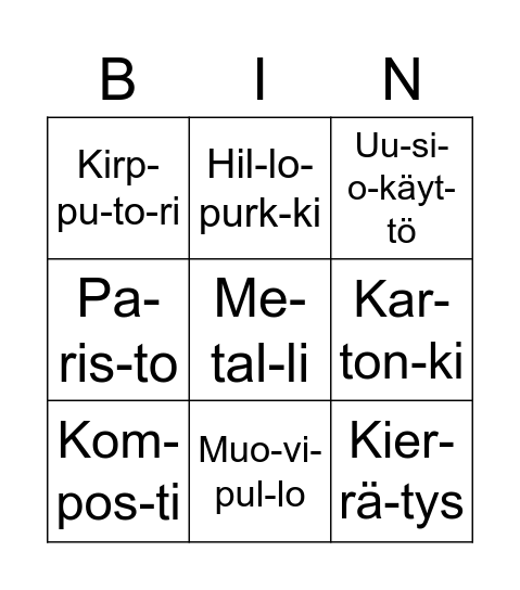 ET 1-3lk Bingo Card