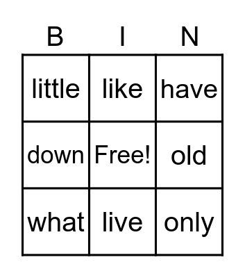 Tricky Words List 3 Bingo Card