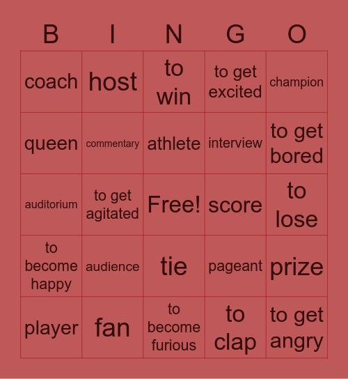Spanish Bingo Card
