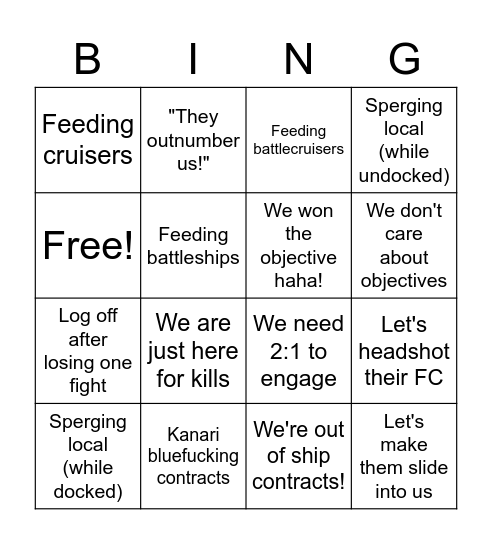 Amarr Bingo Card