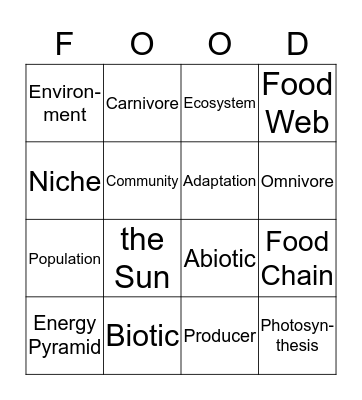 Ecosystem Bingo Card