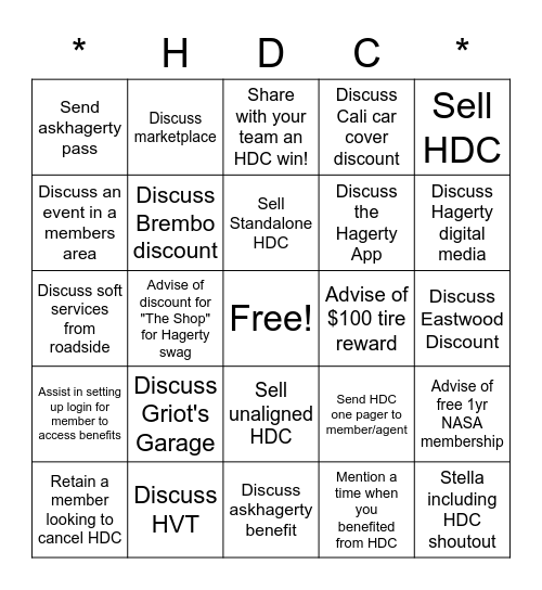 HDC Bingo Card